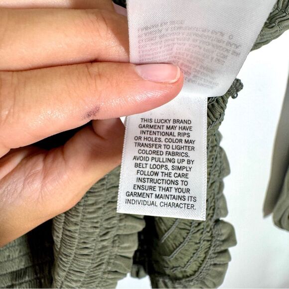 Lucky Brand Womens Size Medium Olive Green Smocked Square Neck Knit Long Sleeve - Picture 12 of 15